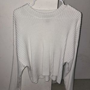 Long Sleeve White Cropped Sweater - 2X